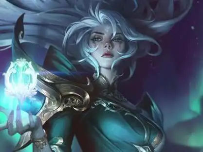 t2传说级皮肤,北极星神黛安娜,6级会变装,原画和游戏内都好美