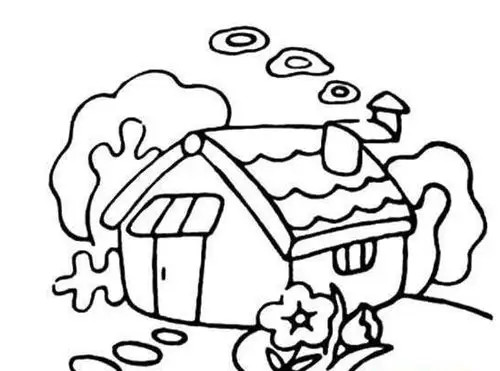 森林小木屋简笔画-温馨小屋