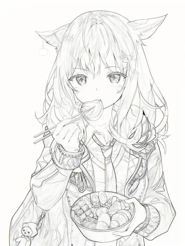 整体难度不大,二次元动漫线稿 - 抖音