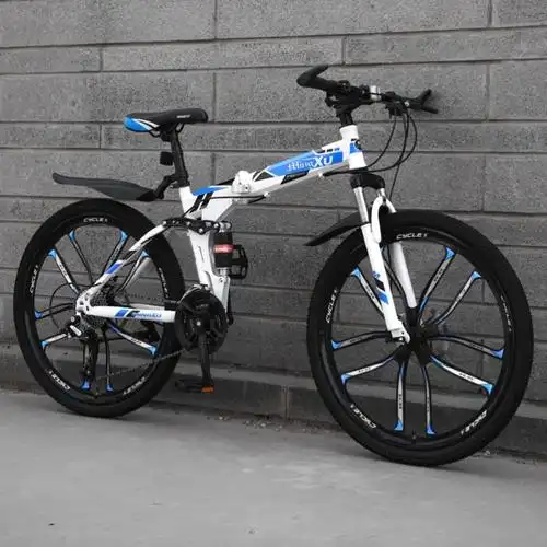 三刀折叠山地车20寸双减震男女式碟刹铝合金一体轮越野变速自行车