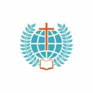 教会的标志.基督教的象征.十字架,截止阀,打开圣经和月桂树枝照片