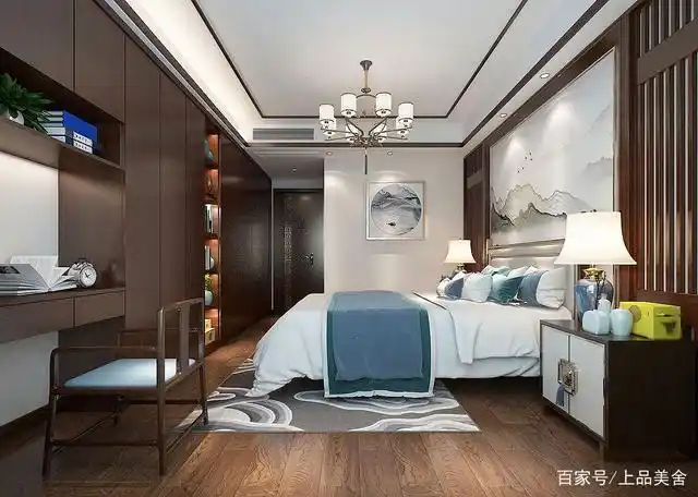 128平米新中式风格,装修交给老婆全权负责,主卧室满满的温馨感