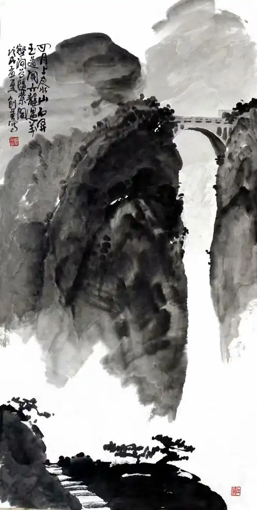 大笔写意绘妙境,浓墨染翰更怡情,曹剑英先生大写意山水画欣赏