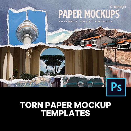 15款潮流复古怀旧撕纸做旧拼贴图片毛边拼接贴图ps样机素材模版