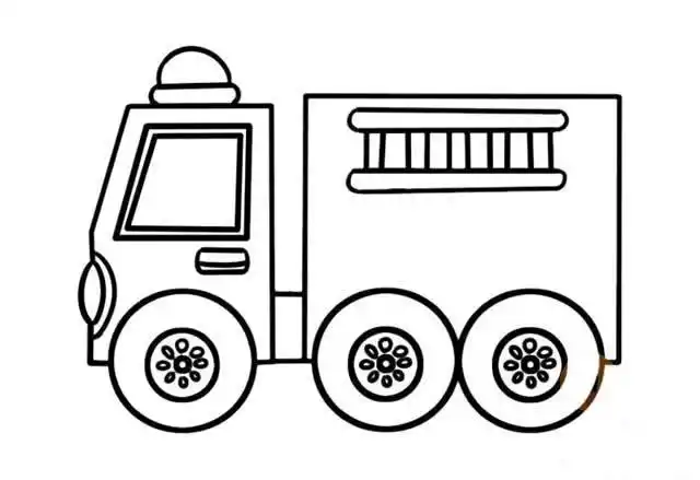 消防员的车子怎么画简笔画