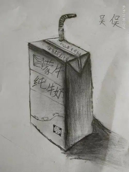 《静物》主题绘画——素描:纯牛奶