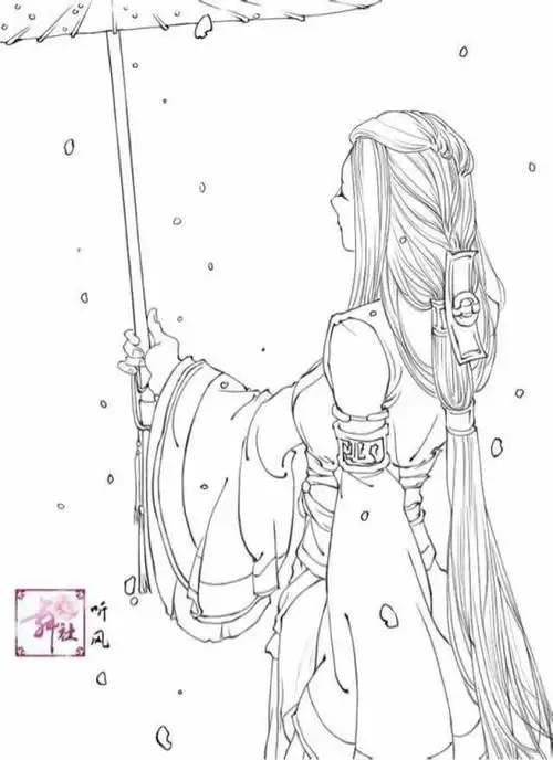 30张压箱底的唯美古风插画线稿 望钟爱古风的你喜欢!