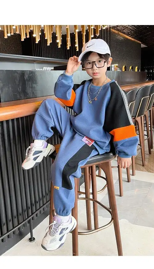 运动休闲卫衣裤子小男孩二件套秋冬季帅气小学生中大童衣服潮冬季新品