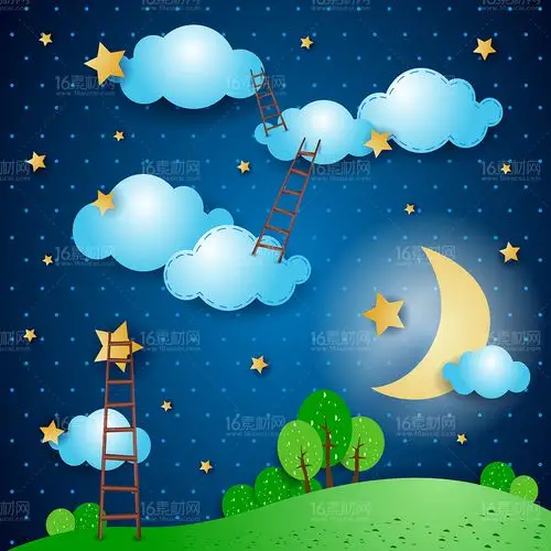 漂亮的夜晚卡通景色高清图片
