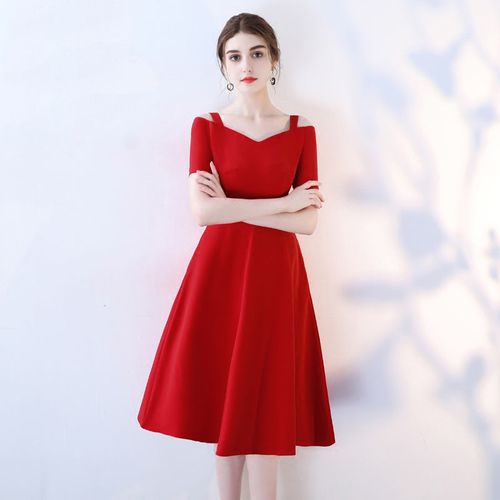 敬酒服新娘2021新款秋季红色晚小礼服结婚宴会订婚回门女装连衣裙