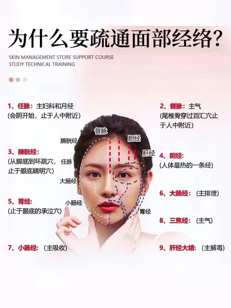 神奇的面部九条经络,疏通带来的好处来了.常说面部有9条经络, - 抖音