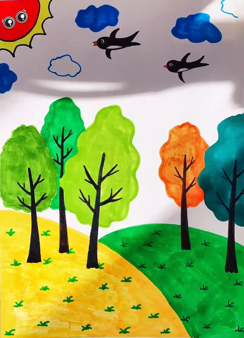 画个简单的儿童画.#爱护大自然 #保护地球保护环境 #春来植 - 抖音