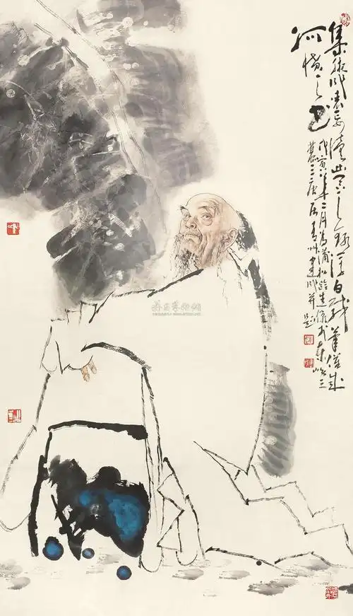 0562 1998年作 蒲松龄像 镜框 纸本