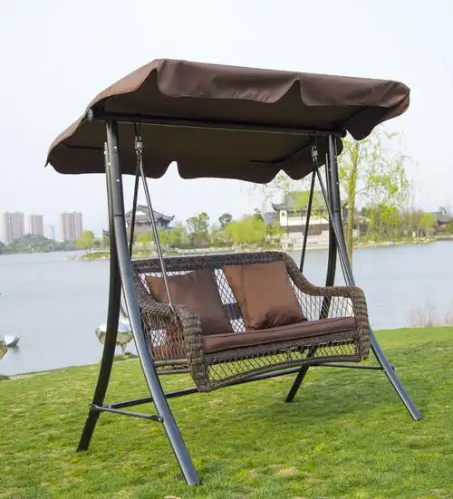 户外秋千椅藤编吊篮庭院阳台休闲铁艺吊椅双人藤椅户外摇椅