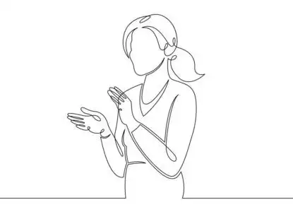 一个连续画线的艺术涂鸦女孩,人,人,掌声照片