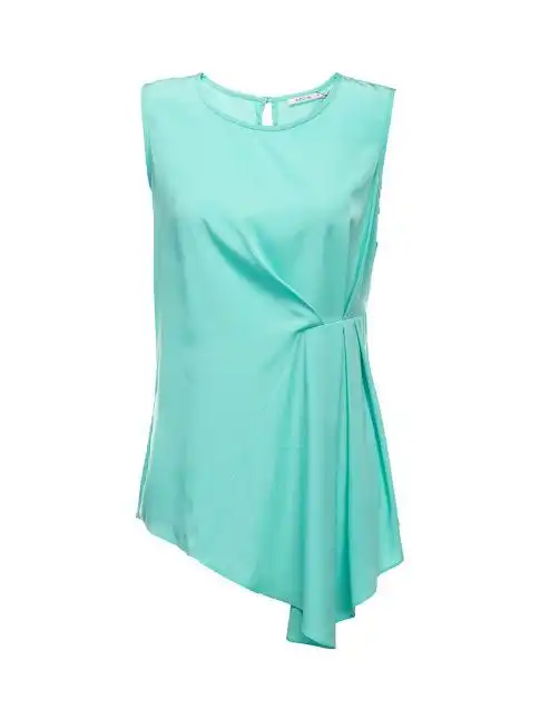 薄荷色自然垂坠无袖上衣