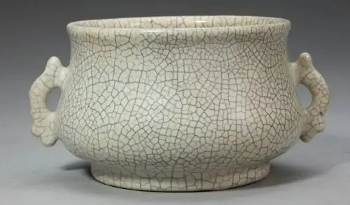 金丝铁线冰裂迎春宋哥窑青釉碗