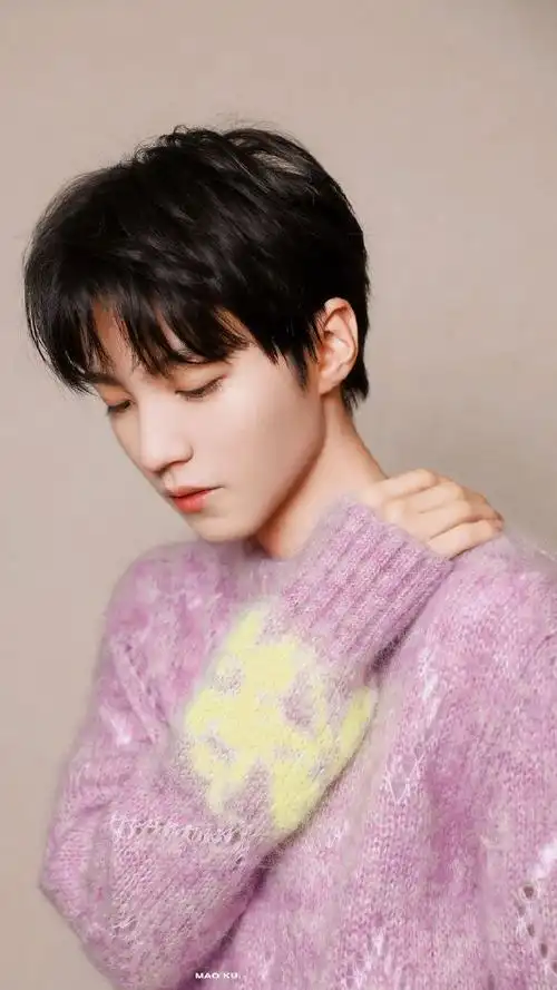 王俊凯粉紫色毛衣