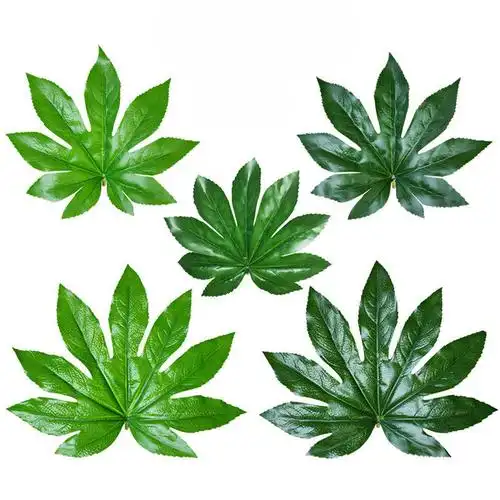 可狄仿真八角金盘叶子塑料假树叶单片绿叶水果店生鲜果蔬垫子篮子装饰