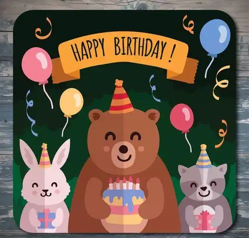 卡通生日蛋糕贺卡祝福名称快乐的生日贺卡.