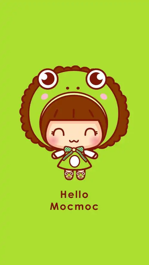 可爱摩丝摩丝手机壁纸～hello mocmoc绿色
