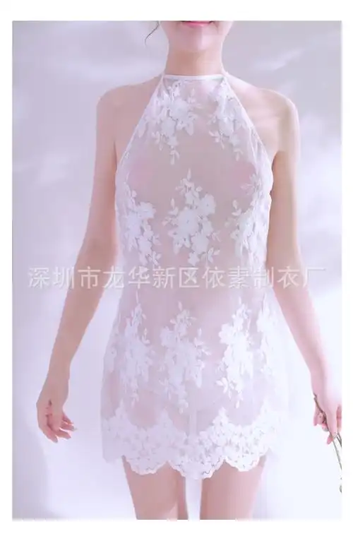 性感睡衣女 日式清新透明极度诱惑透明蕾丝肚兜情趣内衣情趣睡裙