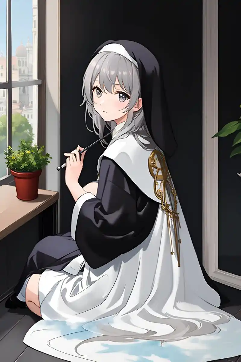 晨间的少女正在祷告祈祷你有美好的一天