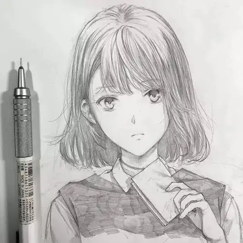 虽然是黑白的素描作品, 简单的调子, 知花