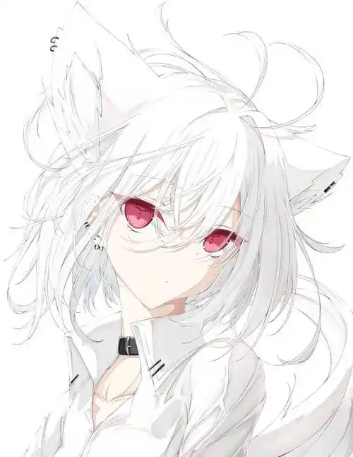 白毛控狂喜的兽耳美少女同人插画感情调和及搭配色彩都很赞