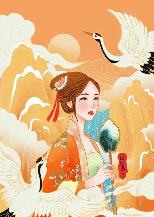 国潮女孩/新国风插画