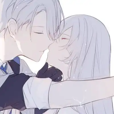 白发动漫情侣头像高清超甜的白发动漫人物情侣头像图片