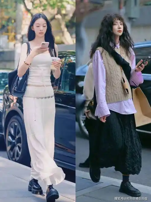 原创今春火了一种穿法乐福鞋裙子洋气显瘦不说还优雅高级