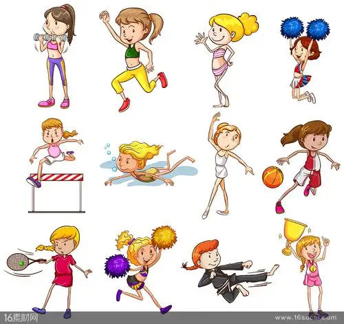 运动女孩形象矢量素材