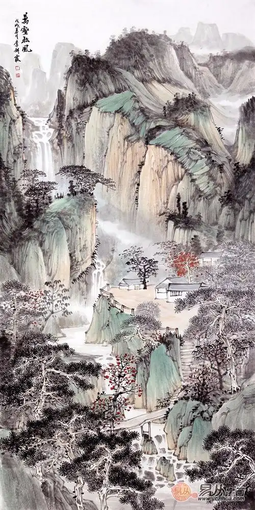名家字画作品 画家李佩锦山水画《万壑松风》作品赏析
