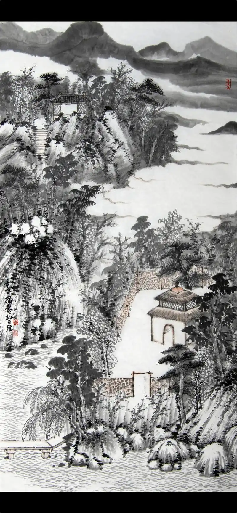 "水墨江南″孙自强山水画展作品(68x136cm) 心在路上 - 抖音