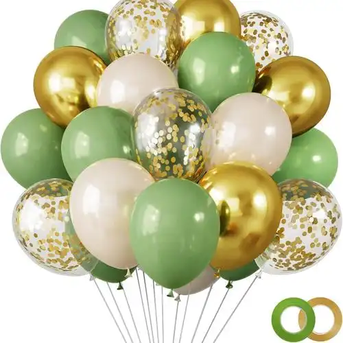 12寸森林系套装 65只牛油果绿色气球 派对生日场景布置装饰气球