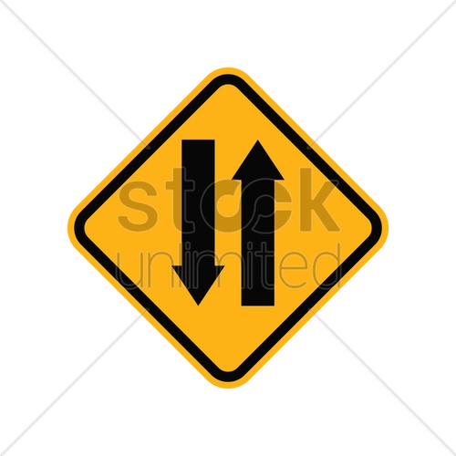 warning two-way road sign