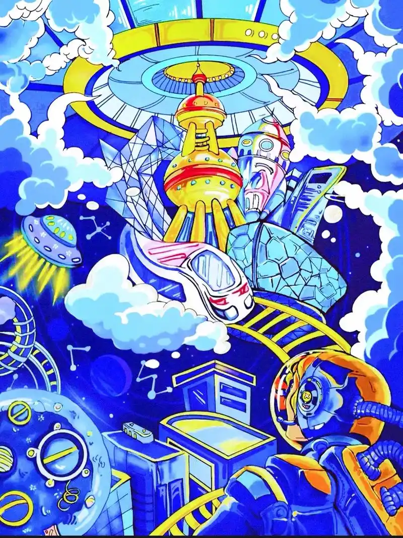 创意科技幻想通讯主题儿童画获奖绘画作品.#科幻画 #小yu老 - 抖音