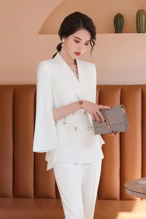 白色西服套装女2020新款时尚职业西装正装女大学生面试工作服
