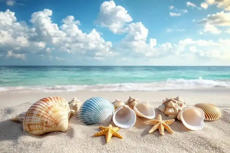 彩色贝壳沙滩图片