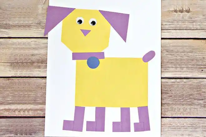 教孩子认识几何形状的方法拼贴画小狗步骤图解