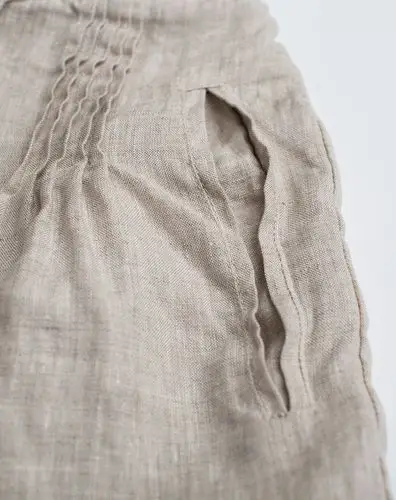 麻本色纯亚麻系带休闲裤