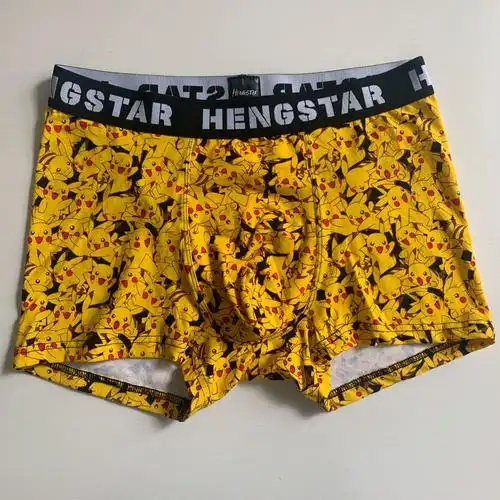 u凸新版型日系印花动漫卡通潮男纯棉平角内裤皮卡丘精灵宝可梦款