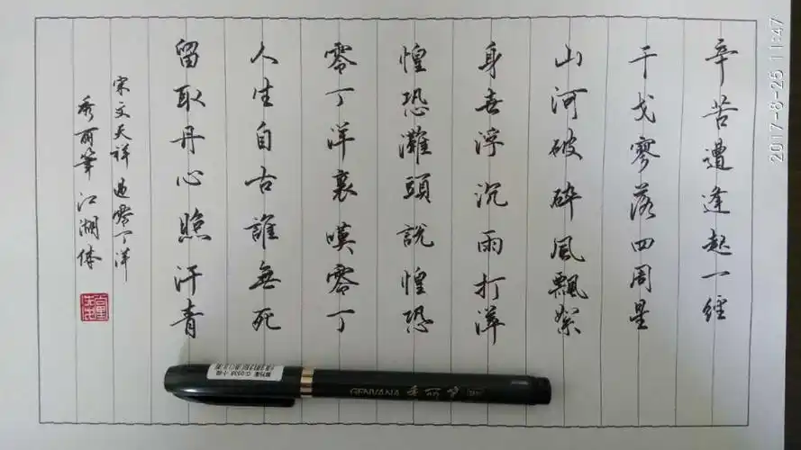 文天祥《过零丁洋》手写钢笔字笔友钢笔书法习作欣赏