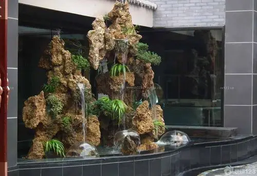 庭院假山别墅鱼池假山阳光花园假山流水瀑布施工