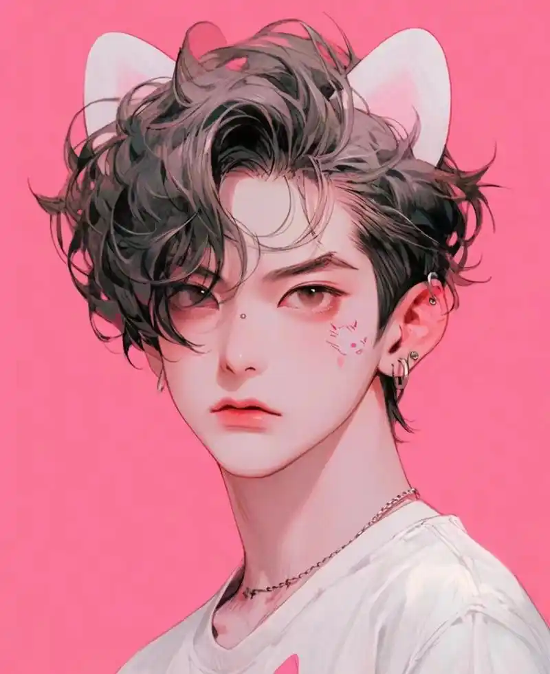 动漫头像猫系男友,超帅的男生头像[粉色版]#动漫头像# #微信头像