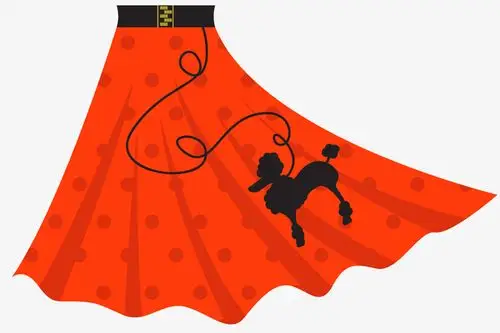 红色飘逸矢量卡通印花裙子
