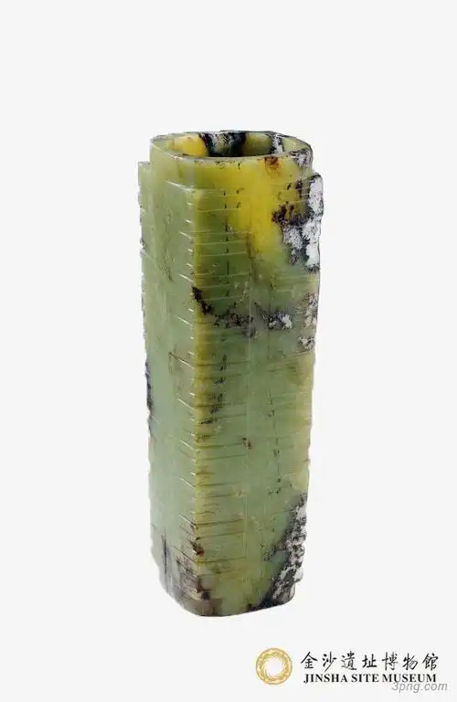 商周十节玉琮png素材透明免抠图片-产品实物