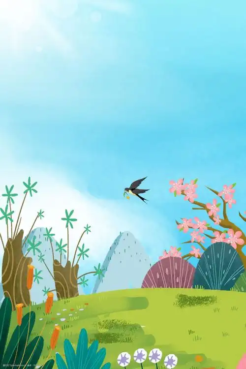 矢量卡通春分春天户外风景海报