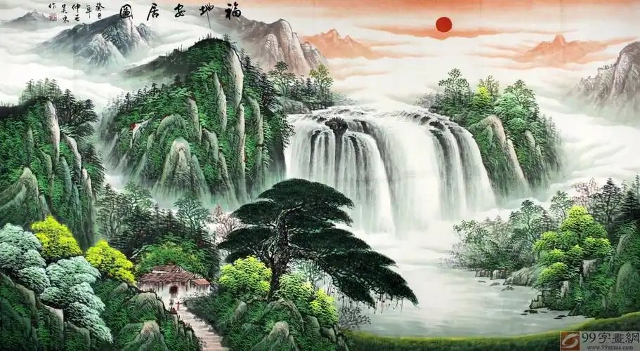 聚财山水国画 八方聚财山水画-图片大观-奇异网